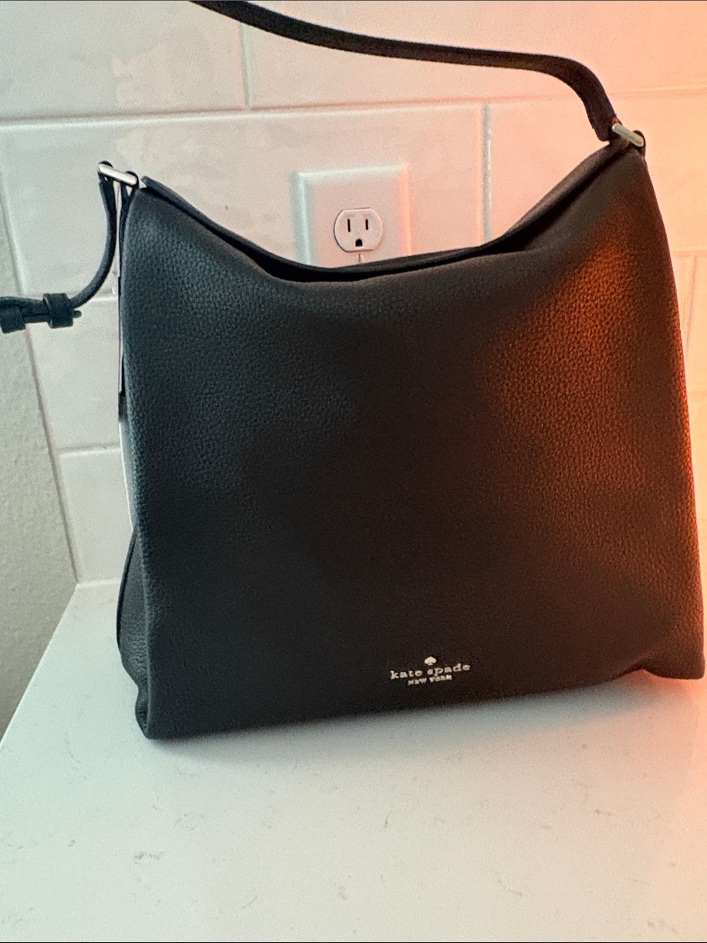 kate spade Black Pebbled Leather Hobo Shoulder Bag